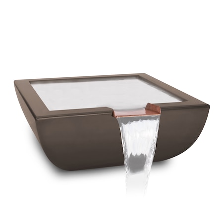 The Outdoor Plus 36 Square Avalon Water Bowl - GFRC Concrete - Chocolate - OPT-AVLWO36-CHC